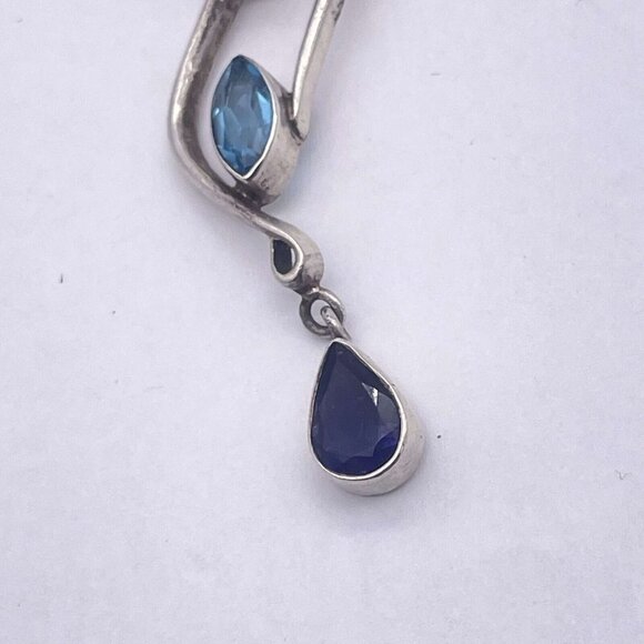 SJ 925 Sterling Silver Real Gemstone Pendant Chain Necklace Lobster Closure 16" - Picture 8 of 9